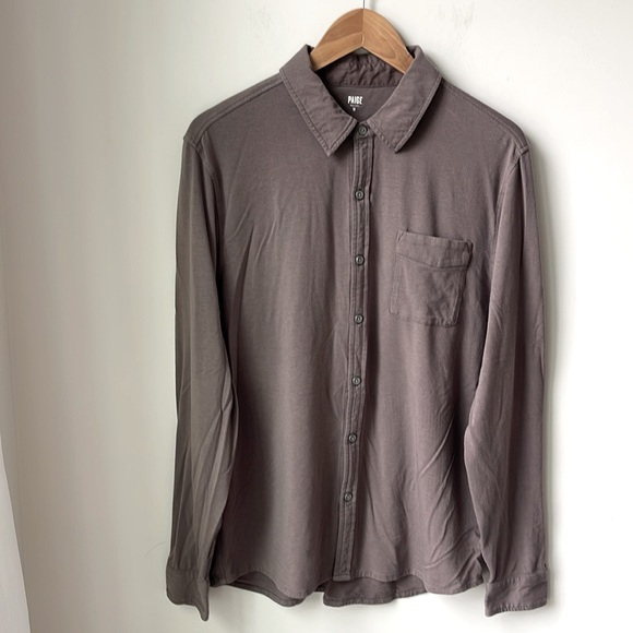 PAIGE Other - PAIGE Mens Stockton Knit Button Up Shirt in Smoked Wine Jersey Knit Soft Size M